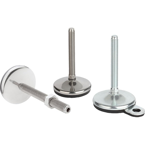Levelling Foot, Form:B M12X50, D=60, Stainless Steel, Comp:Rubber